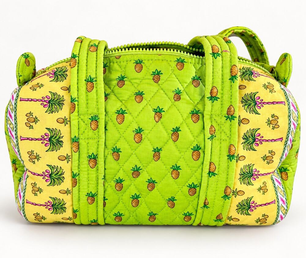 Maggie B Pineapple Quilted Mini Handbag Green Tropical Y2K Shoulder Bag